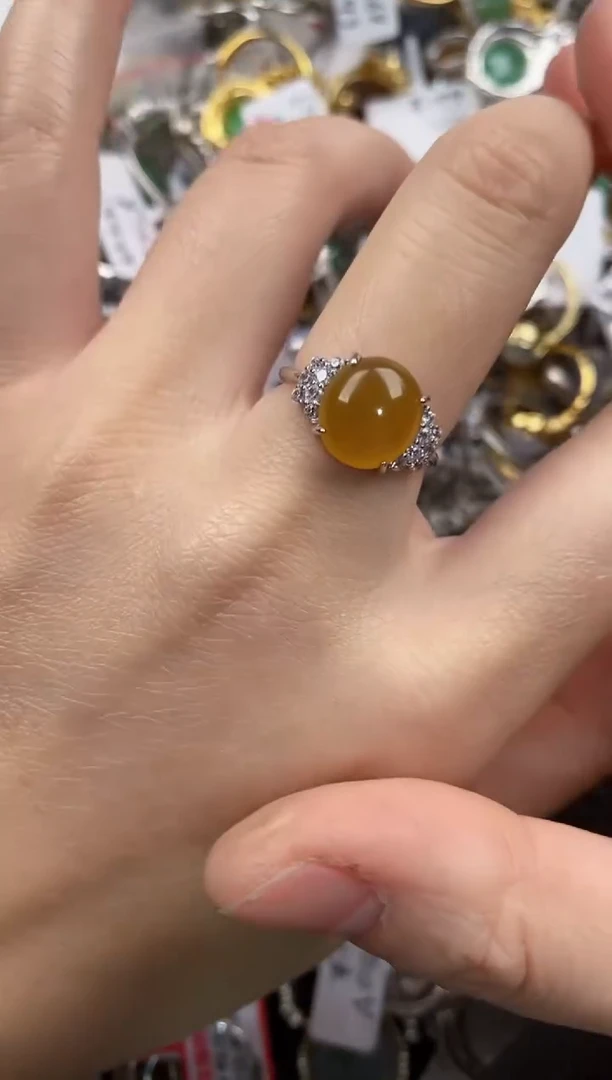 银S925镶嵌戒指翡翠1