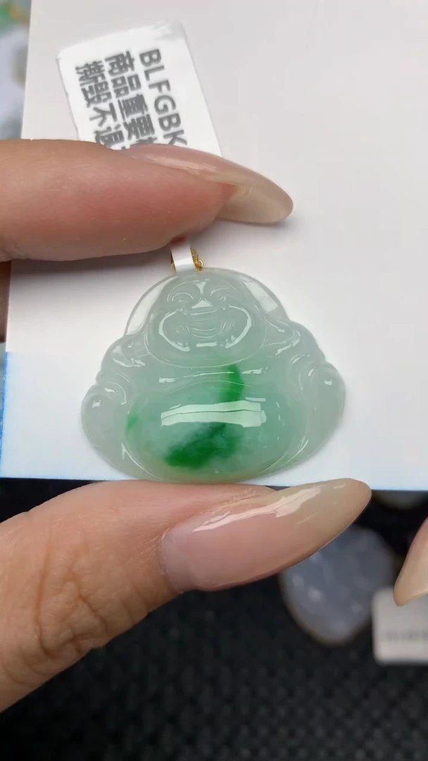 翡翠18K金镶嵌颈饰天然翡翠a货