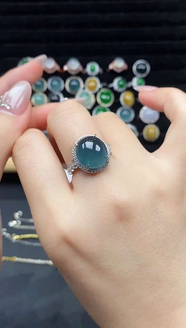 银S925镶嵌戒指翡翠111