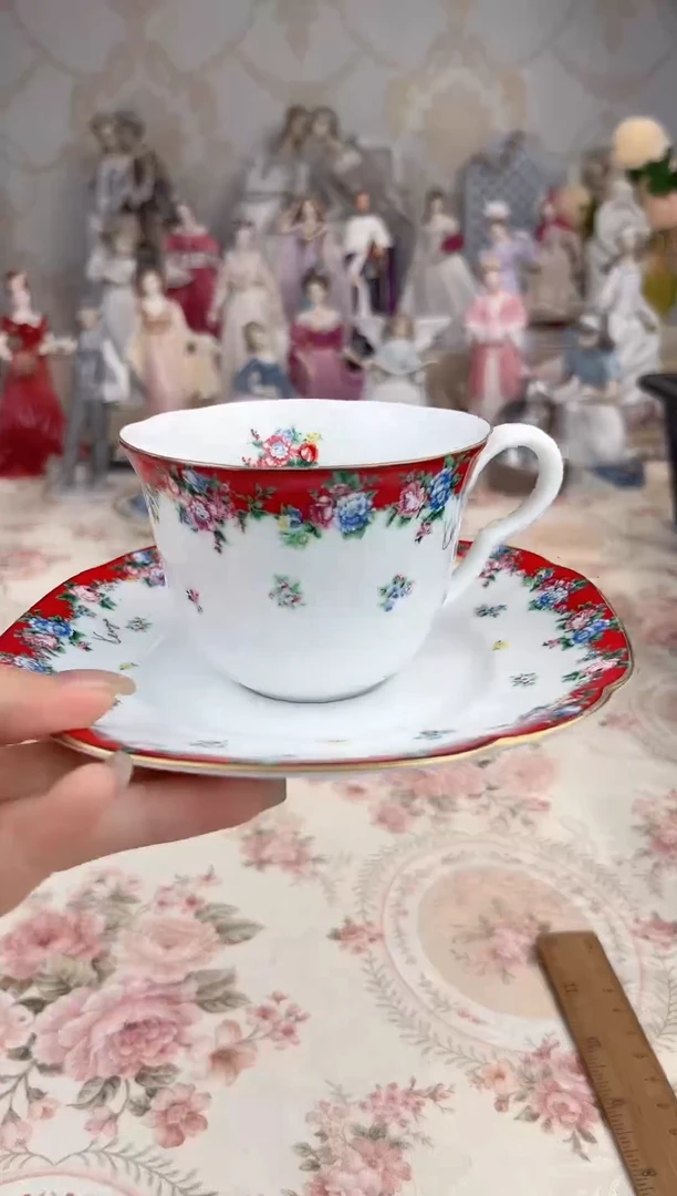 杯4 中古  日式红色咖啡杯