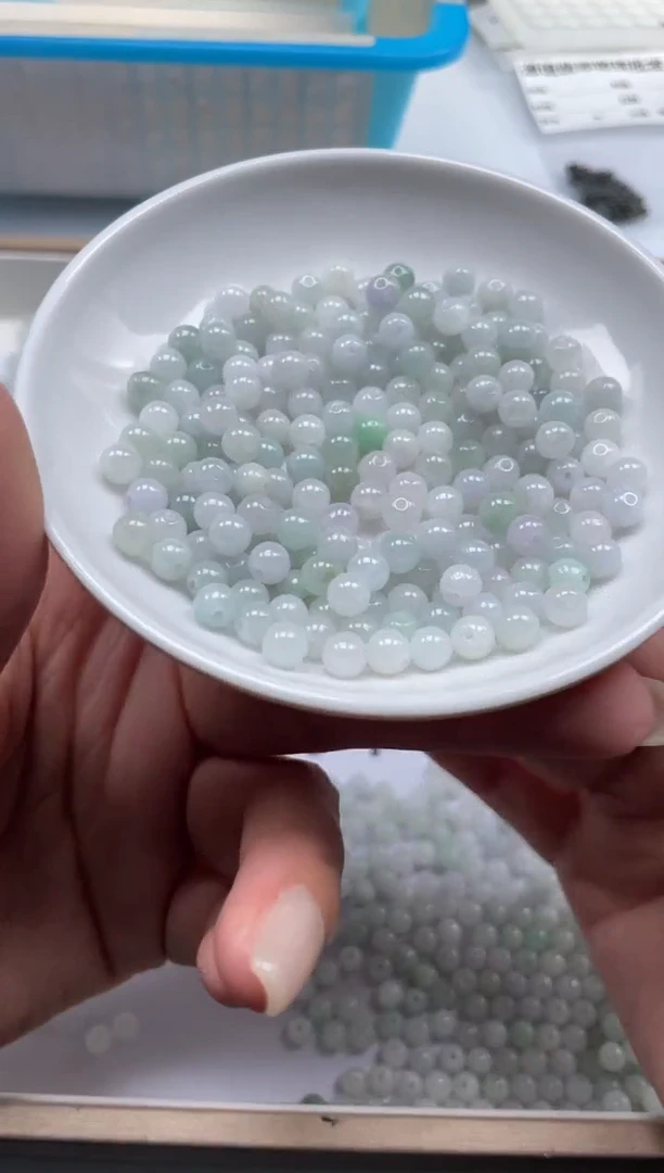 翡翠散珠未镶嵌翡翠散珠卡5mm单圈30颗