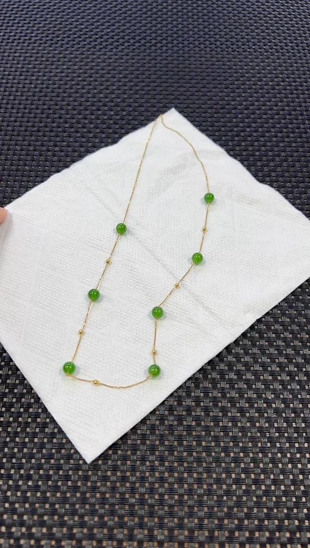 项链18K金镶嵌和田玉（多样性发一件）