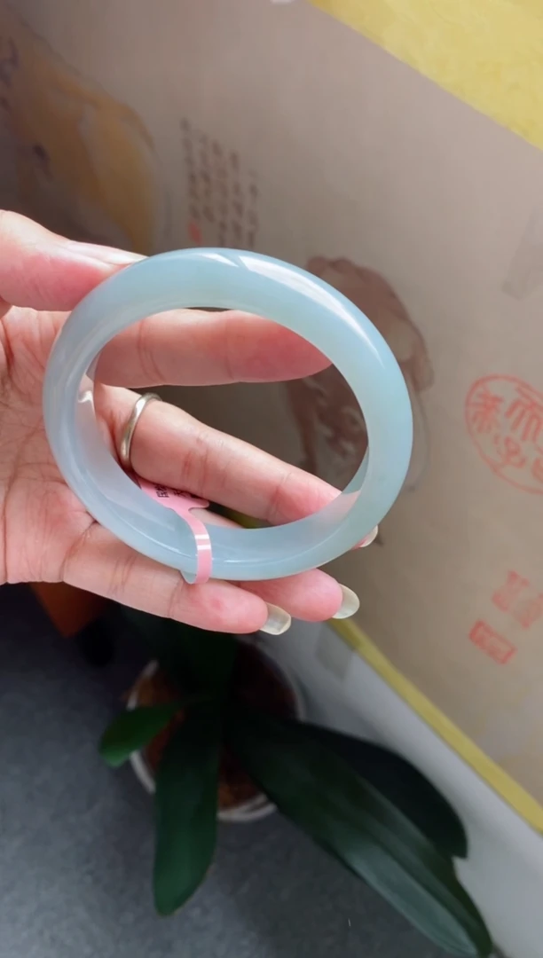 翡翠手镯未镶嵌（梦幻冰透胶天空海蓝）24号