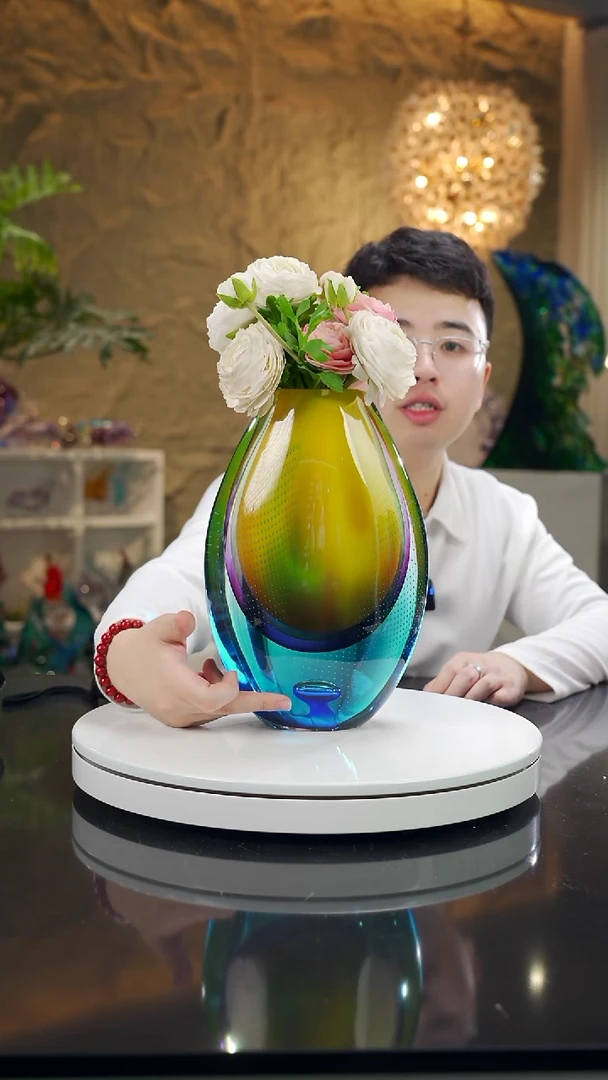 手工艺品琉璃福利设计款黄蓝花瓶