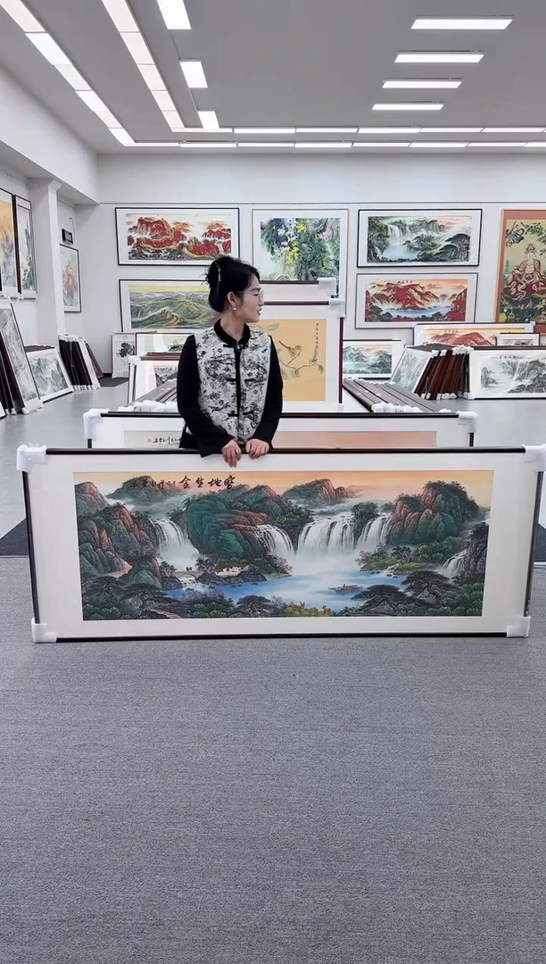 国画手绘   宝地生金  219*88