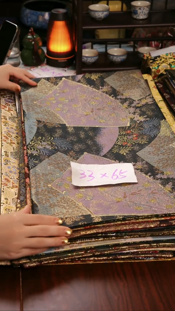 【西阵织金玉满堂蓝双面】中国风干泡织锦茶席33*65