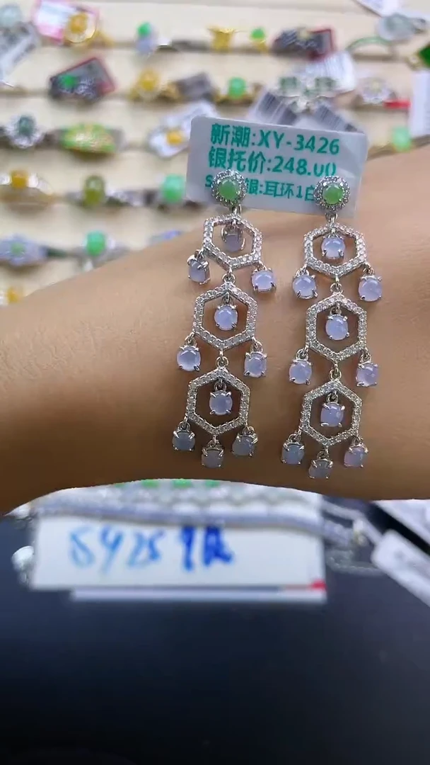 银S925镶嵌戒指翡翠翡翠 蛋面 银S925镶嵌