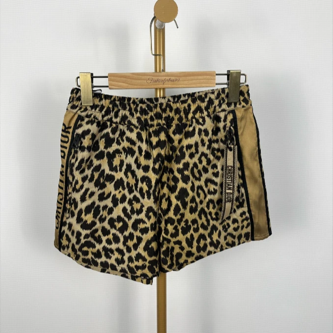 全新未使用 DIOR/迪奥 豹纹短裤 黄黑/32