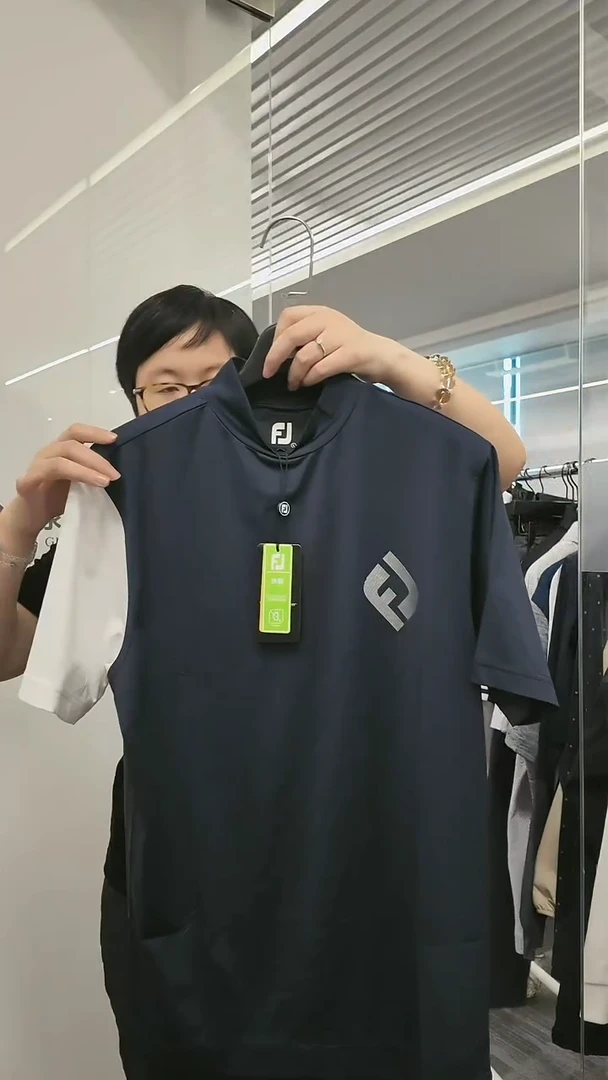 FJ-半高领短袖衫-男士-25351-L-深蓝-XL 独家款
