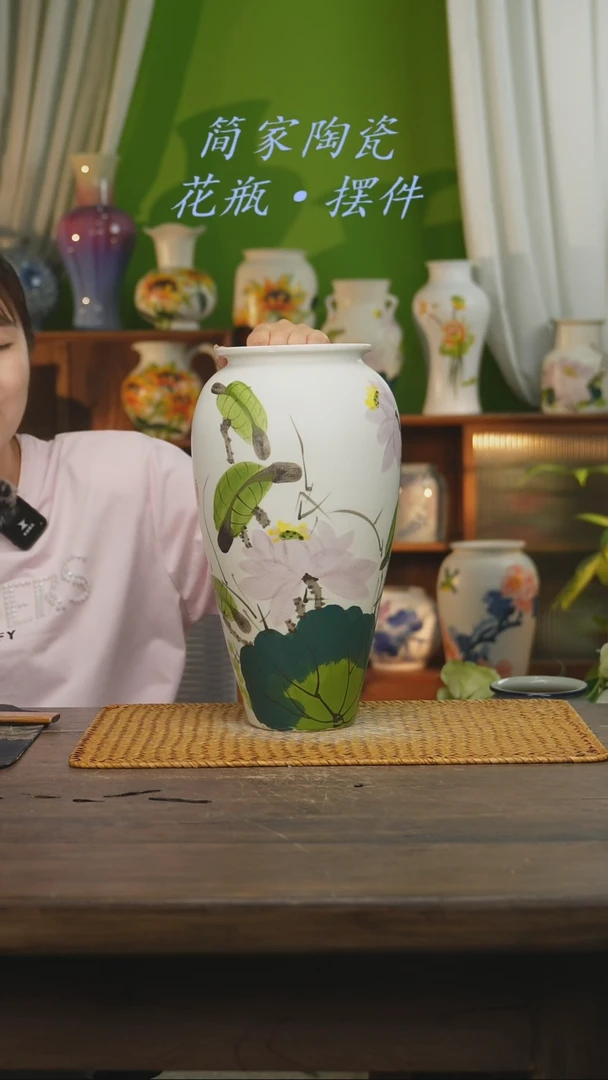 瓷片景德镇纯手工手绘花器摆件