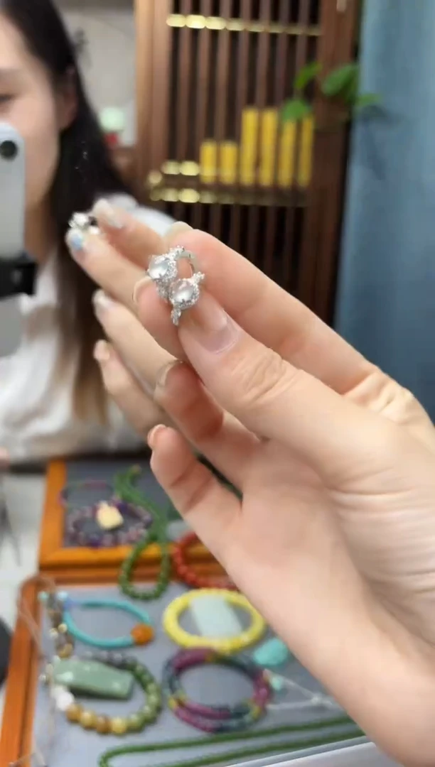 银S925镶嵌翡翠耳饰s925银翡翠耳钉YD