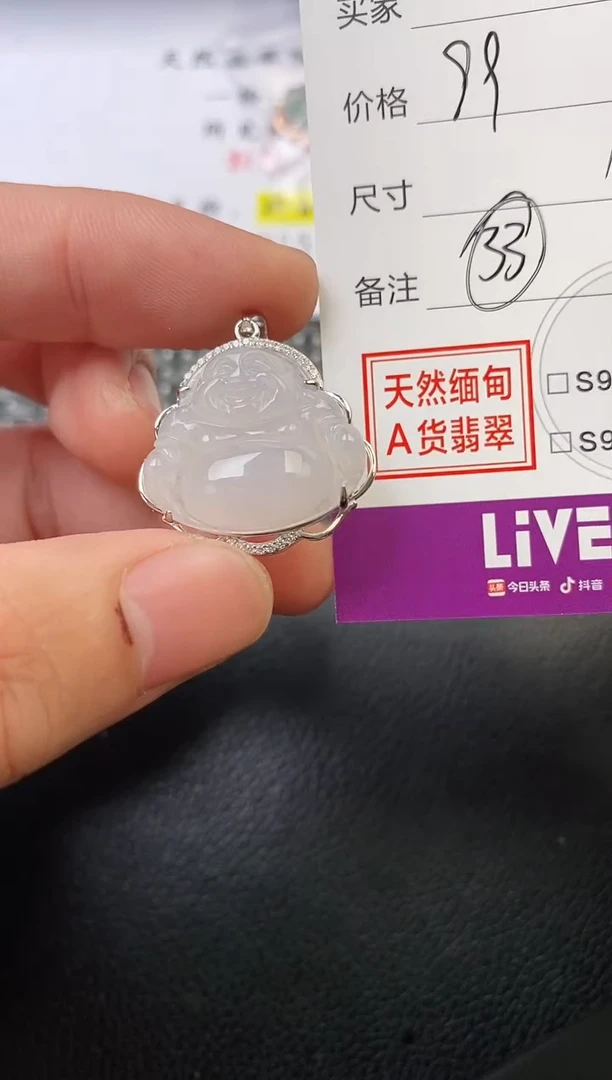 颈饰银S925镶嵌翡翠丰*源挂件