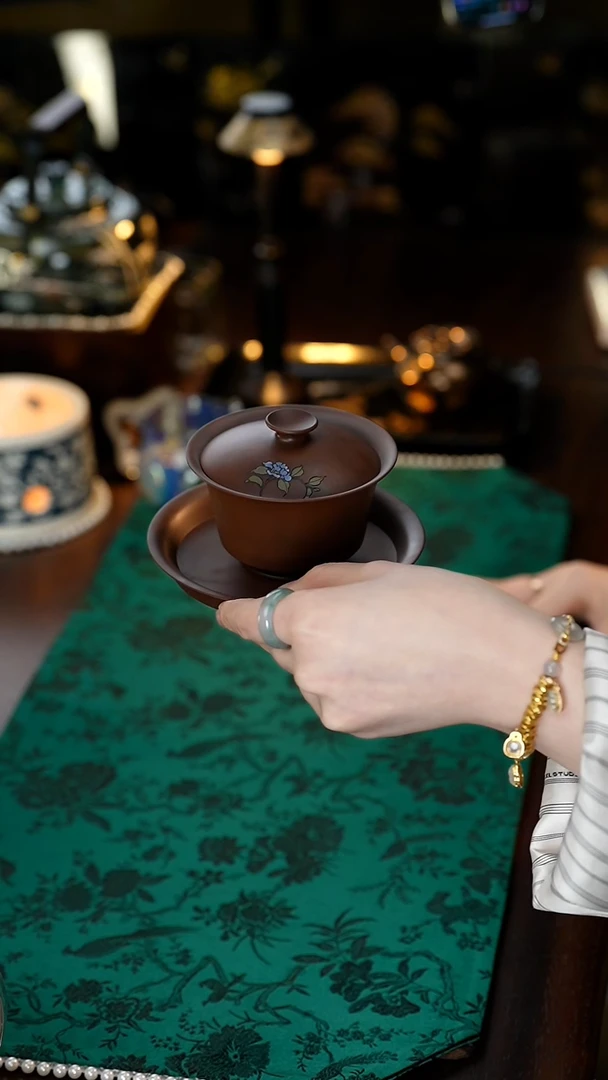 【闪购商品】雲梦茶器紫陶盖碗-咖色