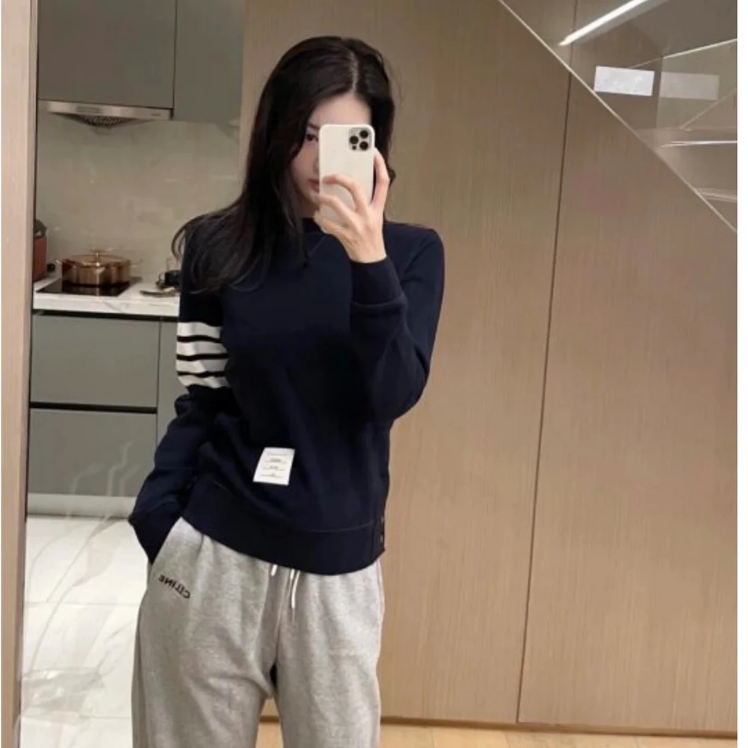 未使用 THOMBROWNE 长袖圆领T恤 深蓝36/38/40/42