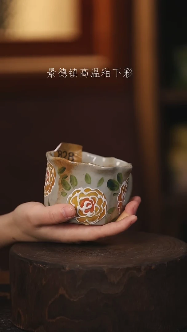 陶瓷景德镇高温釉下手绘陶瓷@L828@