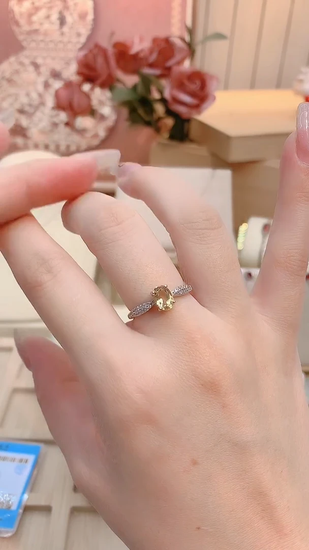 银S925镶嵌戒指黄晶黄水晶