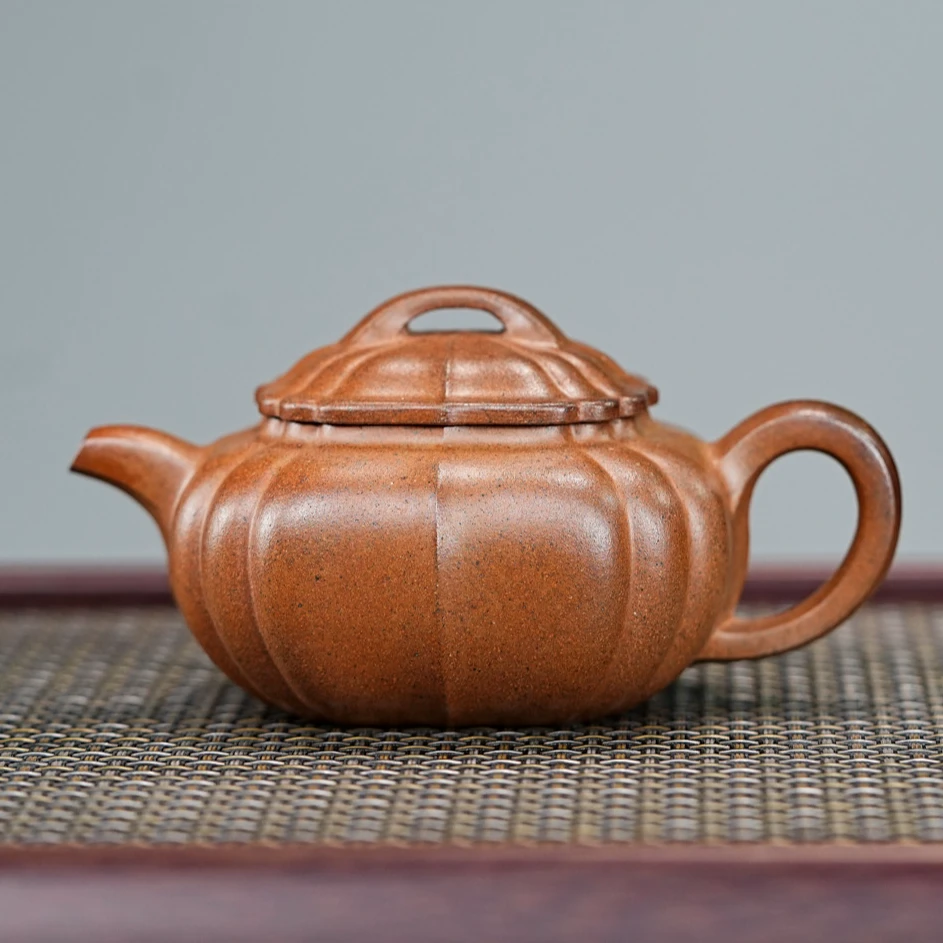 宜兴原矿紫砂壶 原矿龙窑柴烧黑墩头 筋纹锦玉壶 紫砂壶