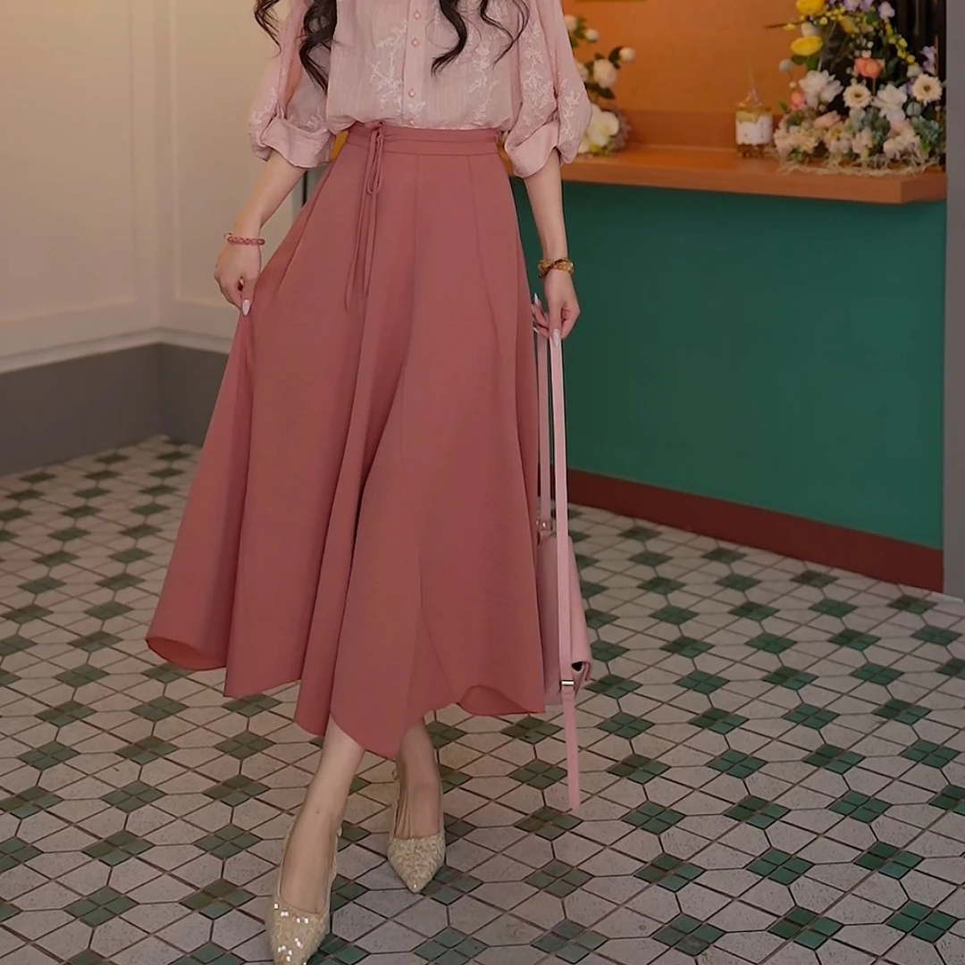 丁佳欣【花林】气质温柔显瘦高腰百搭半身裙DS1115028