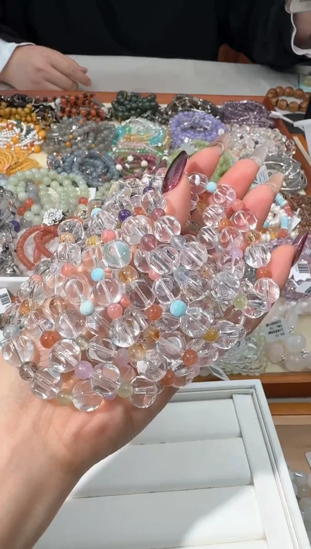 【闪购商品】水晶手串未镶嵌C004白水方块隔珠多宝款