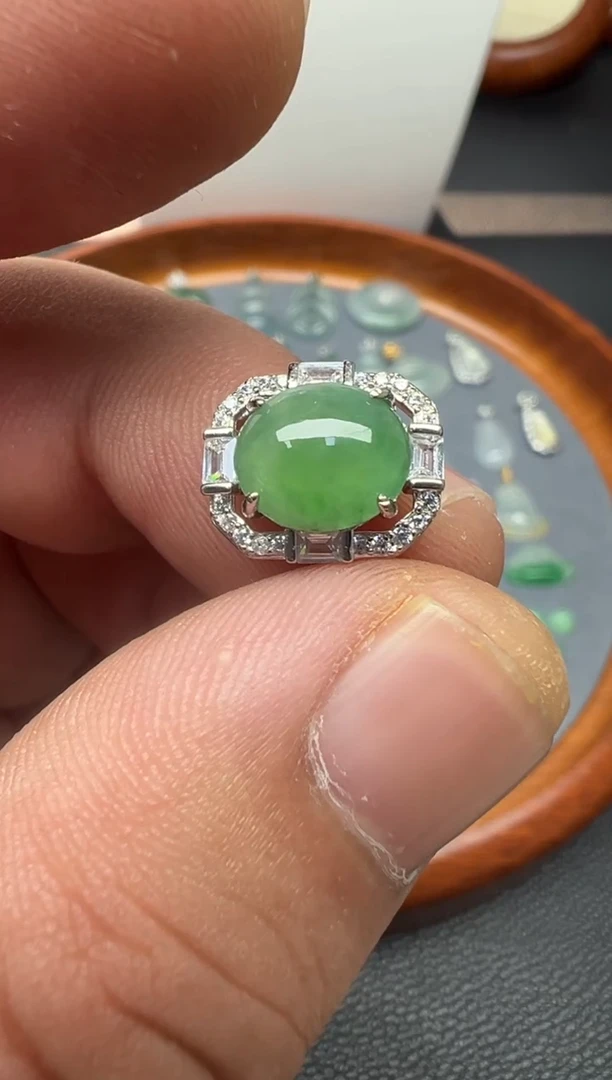 颈饰银S925镶嵌翡翠（6号链接）纯天然A货缅甸翡翠 蛋面潘多拉