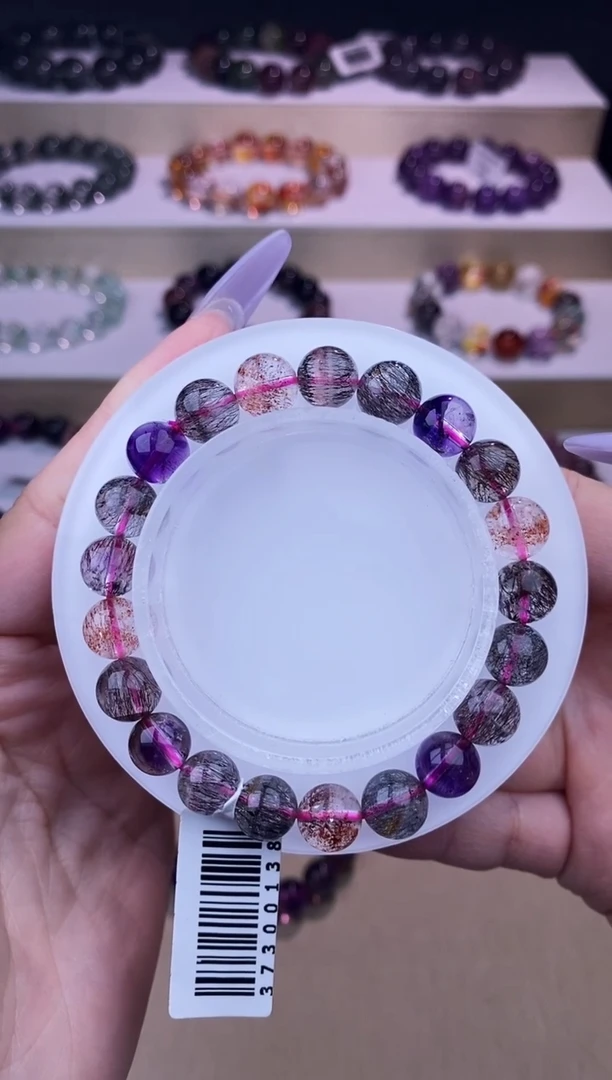 水晶手链未镶嵌黑加仑超七单圈9m+