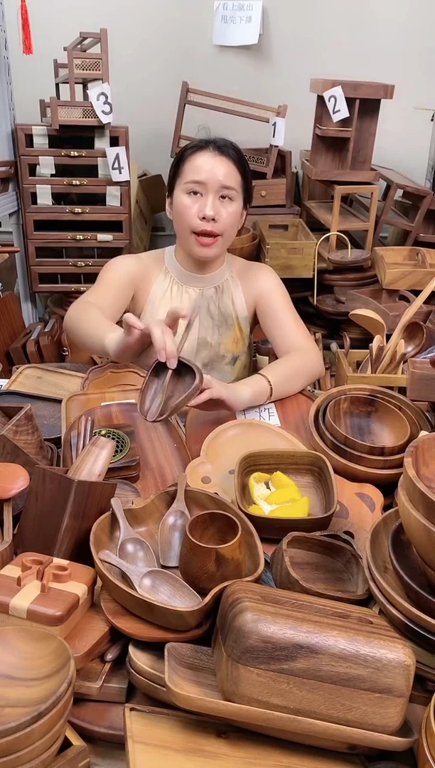 北美黑胡桃木小圆瓜茶则茶拨套装