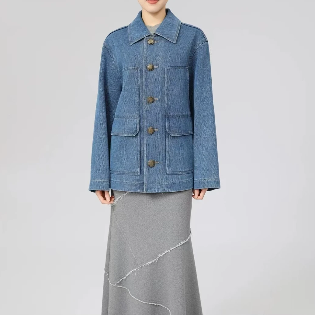 AMASS/阿玛施早春新款丹宁风牛仔外套时尚减龄休闲上衣女 5400850