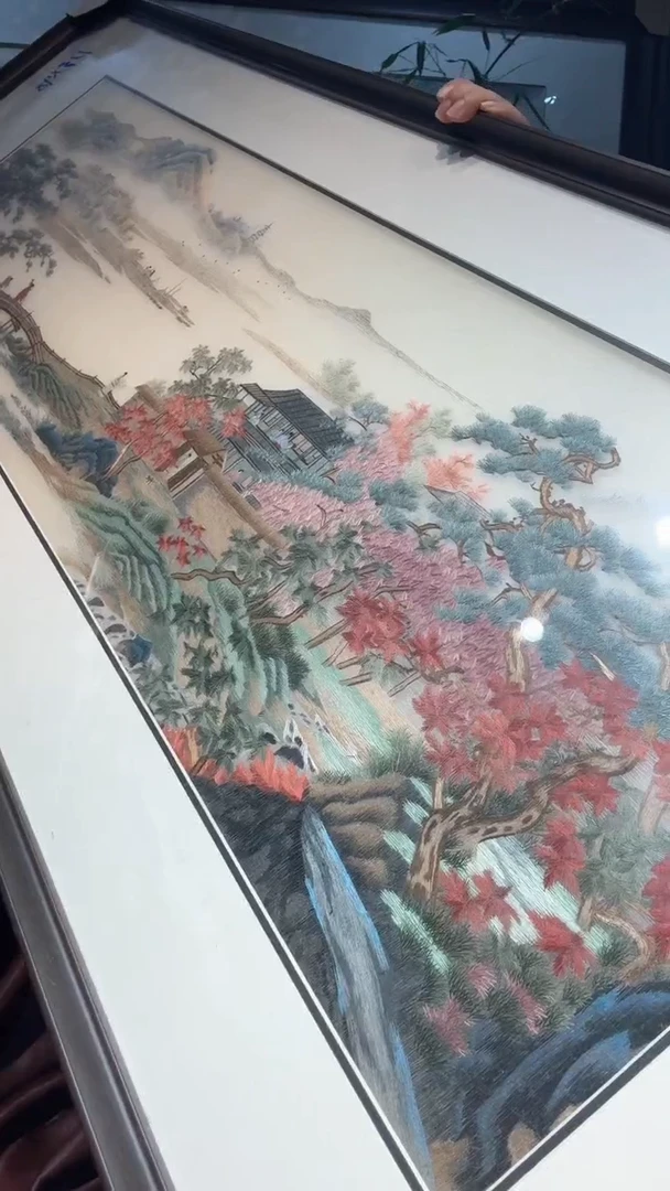刺绣非遗苏绣手工刺绣单面绣横版山水