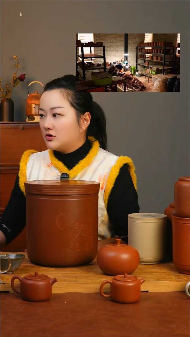 罐建水紫陶全手工茶叶罐7饼