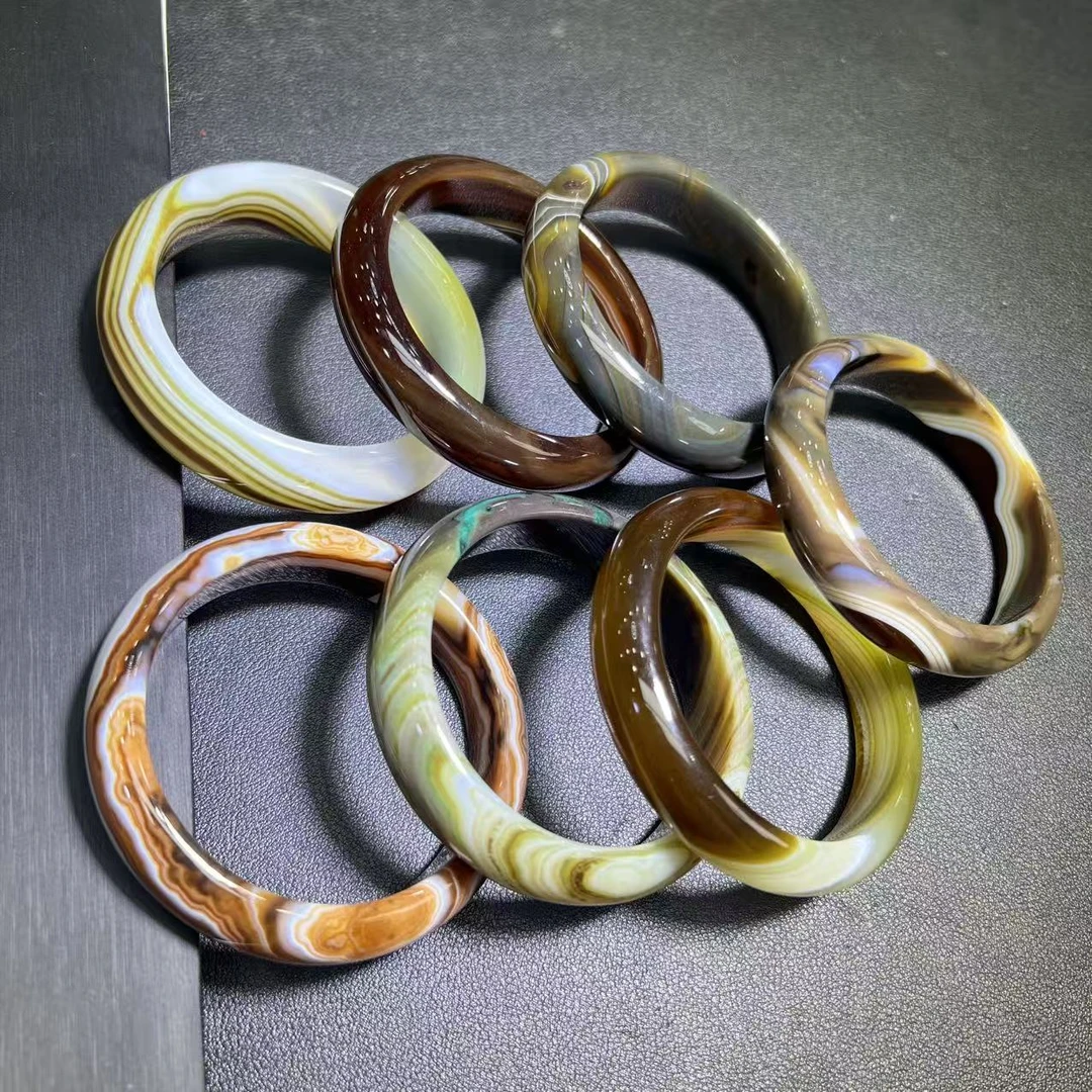 Q-S6192卡-15左右-长石玛瑙手镯-多样性发其一/圈口