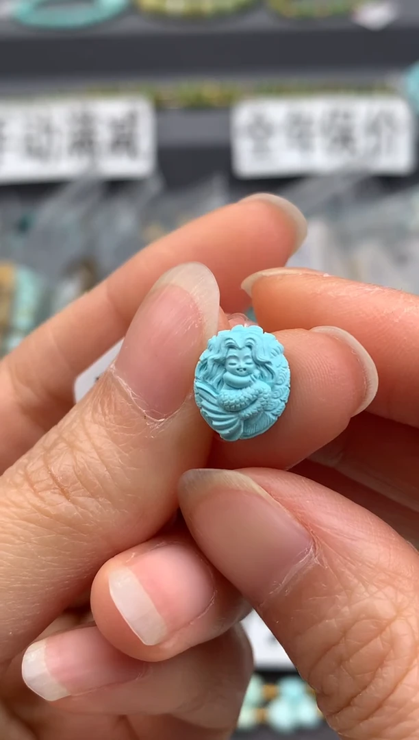 未镶嵌绿松石精工雕刻件茜.R04