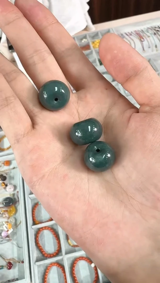 翡翠散珠危地马拉蓝水翡翠桶珠路路通配件diy