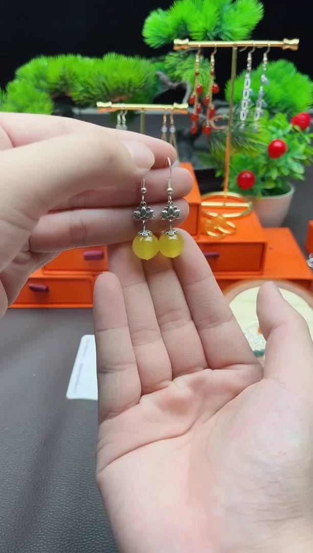 玛瑙/玉髓耳饰银S925镶嵌315