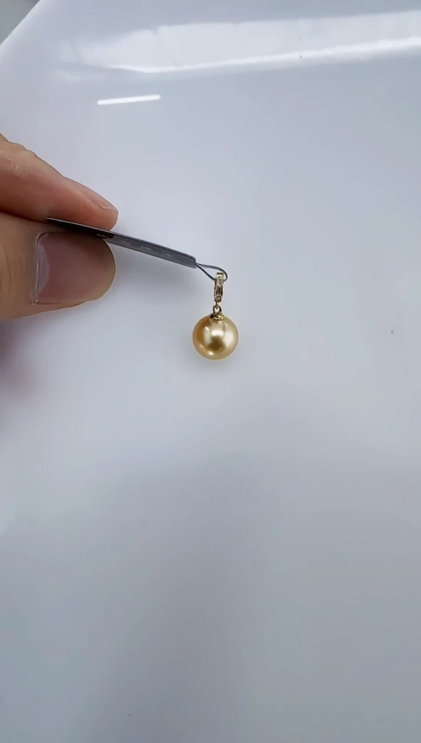 18K金镶嵌海水珍珠DA海水金珠吊坠9-10 a036