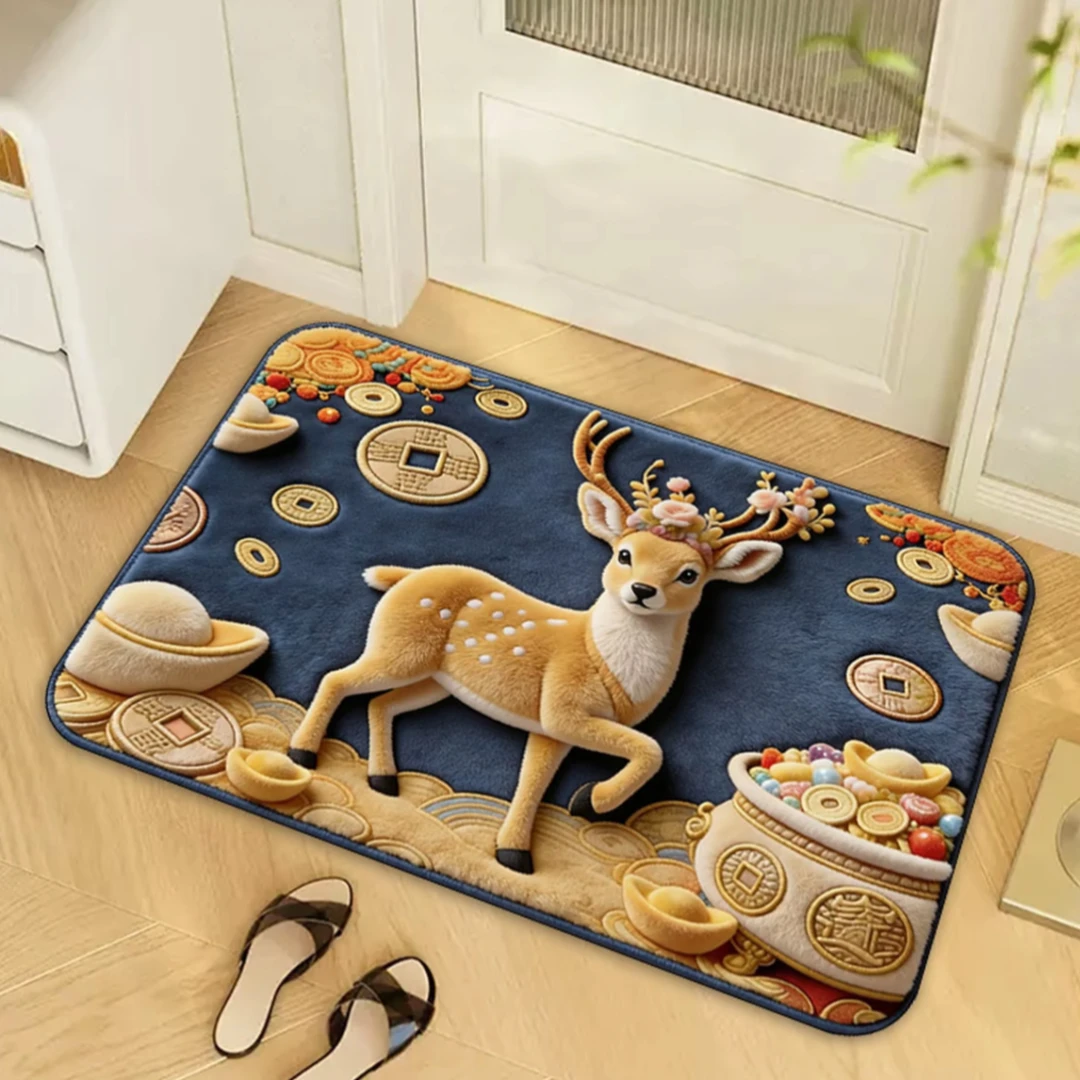 60*90cm硅藻泥2026新款进财寓意地垫地毯玄关脚垫防滑吸水硅藻泥