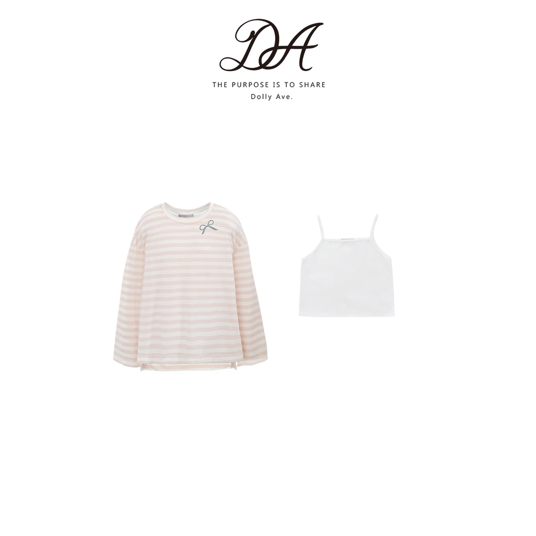 【现货】Dolly Ave 「少女系列」高定天丝防晒条纹蝴蝶两件套防晒T恤