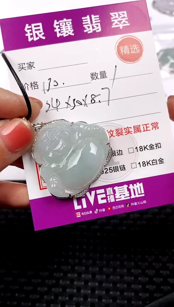 【闪购商品】翡翠颈饰银S925镶嵌吊坠