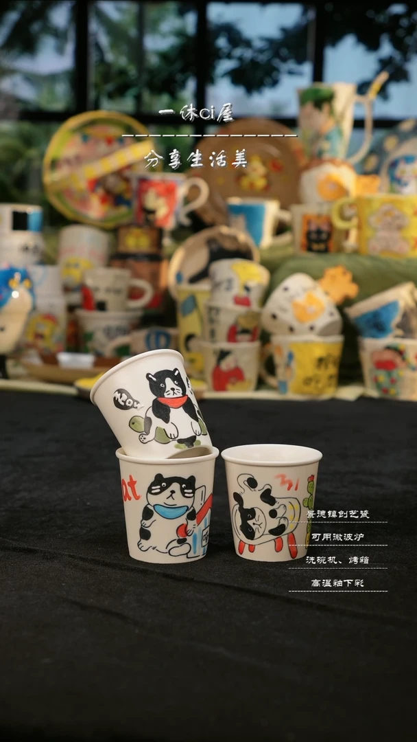 【闪购商品】摆件亲工手绘陶瓷-白瓷小猫