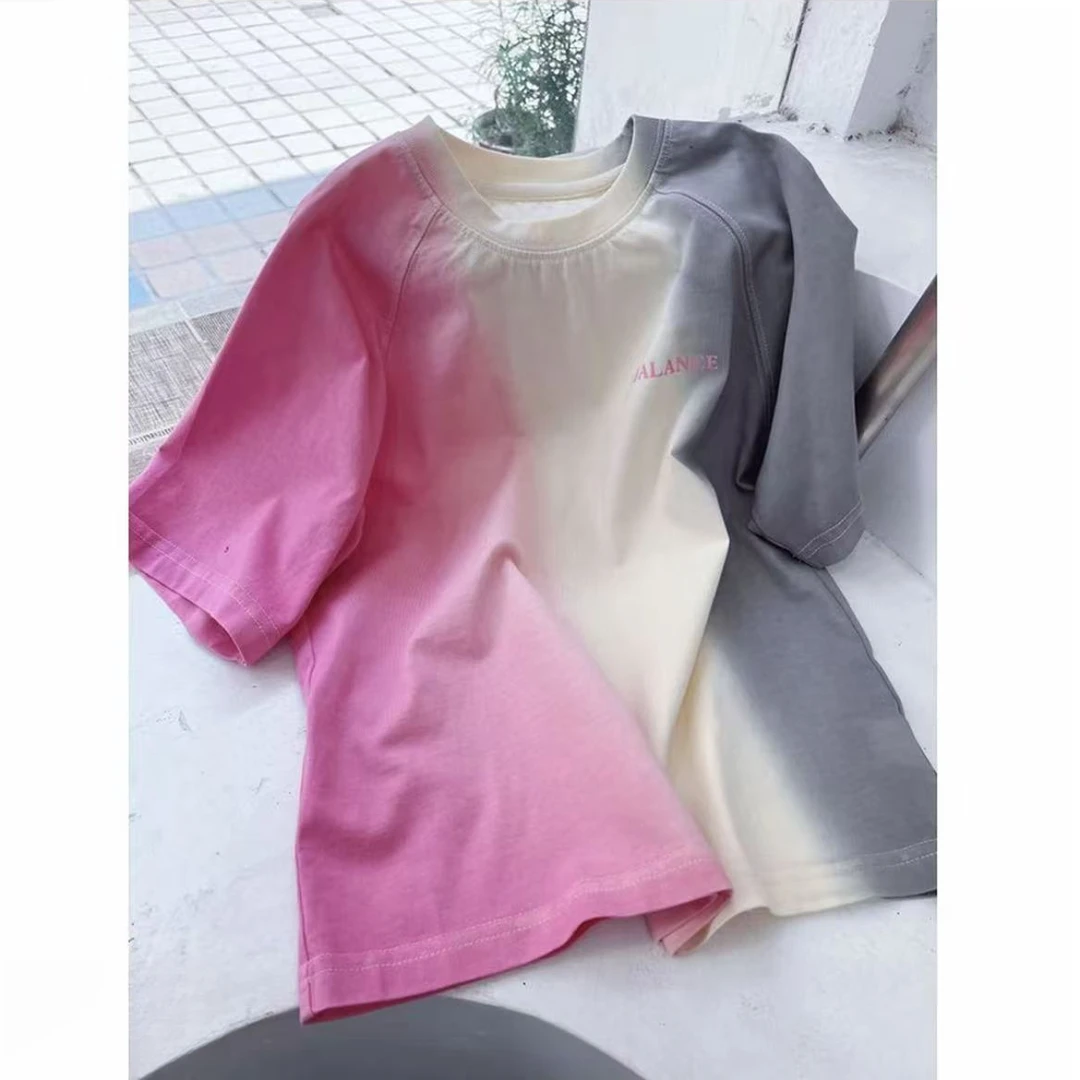 506224  韩版女童舒适时尚洋气百搭潮流简约印花夏季短袖