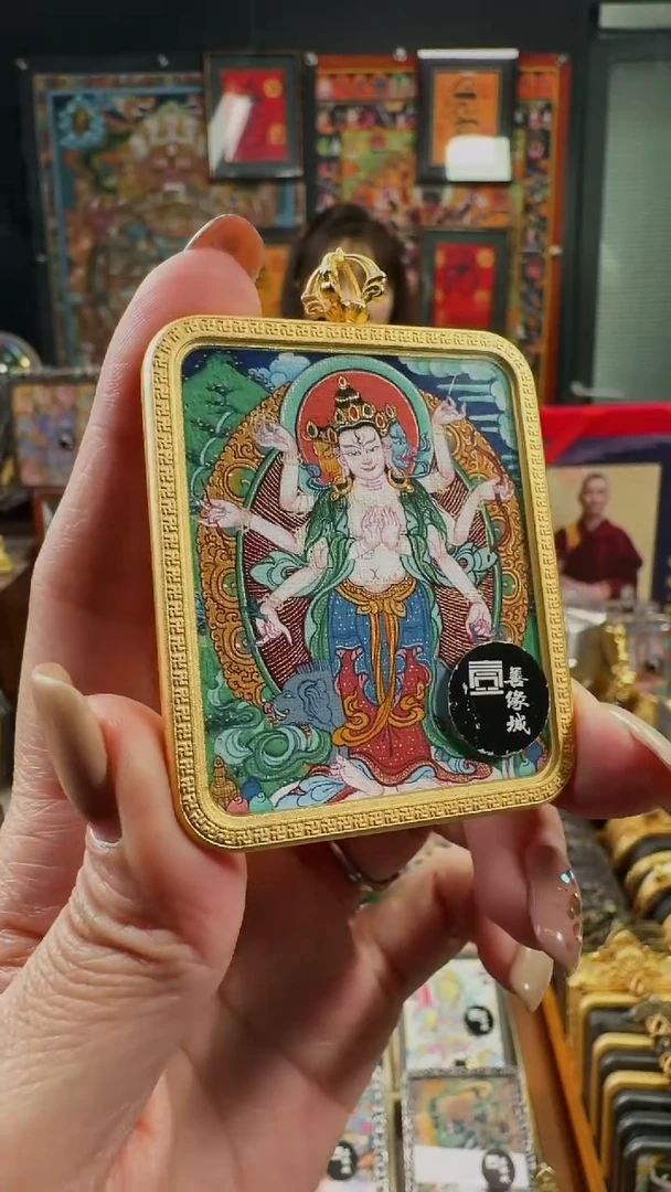 吊坠壹善缘城手绘唐卡摩利支天
