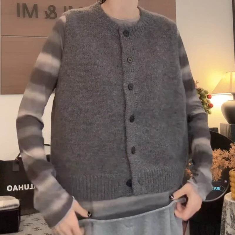 圆领长袖条纹时尚T恤上衣+百搭时尚开衫马甲两件套LK2509230