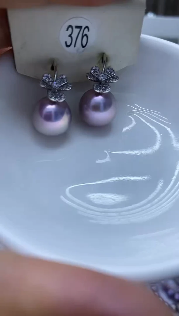 银S925镶嵌淡水珍珠耳饰376