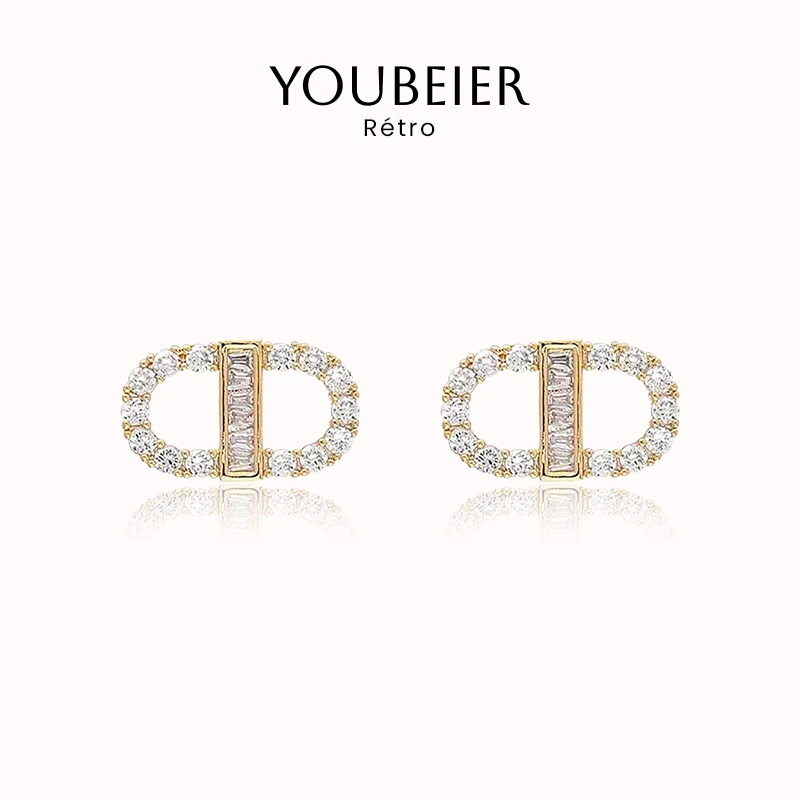 YOUBEIER 网红款精致轻奢高级感字母耳环时尚通勤气质百搭耳饰女