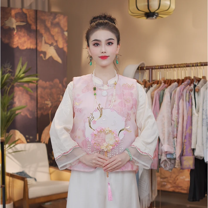 《 桃漫如雨-马夹》新中式刺绣国风限定休闲品质透气马夹