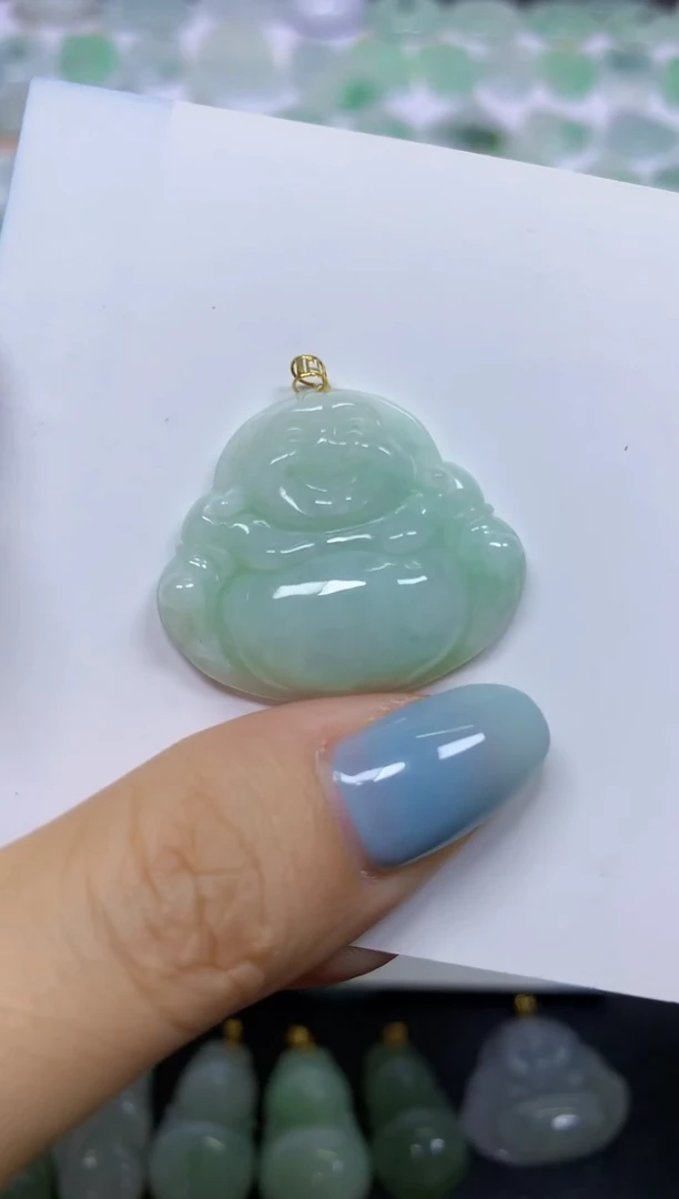 翡翠18K金镶嵌颈饰天然翡翠A货