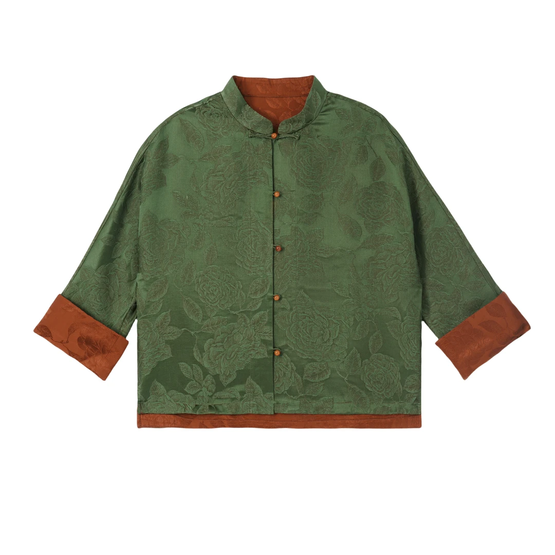 碧波-YZQS833031新中式桑蚕丝中国风复古时尚百搭外套女