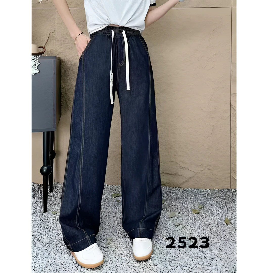 【晓琳家现货】2523十三行防掉色丹宁蓝窄版直筒裤女