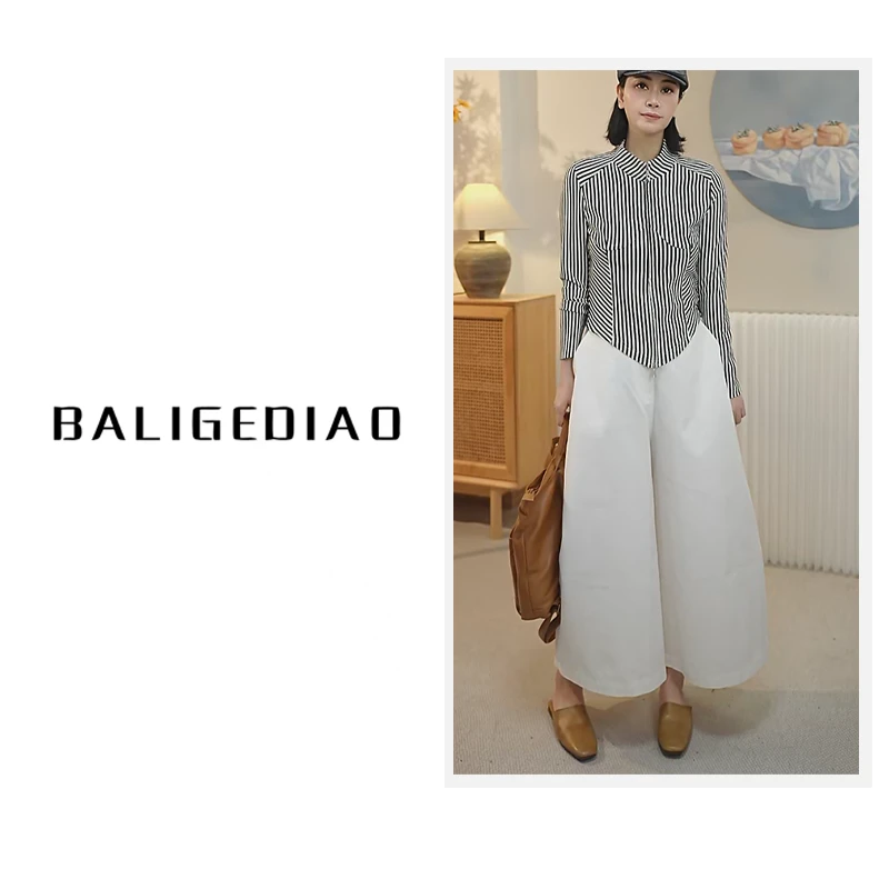 【诺丁山阔腿裤】简约百搭白色阔腿裤25040