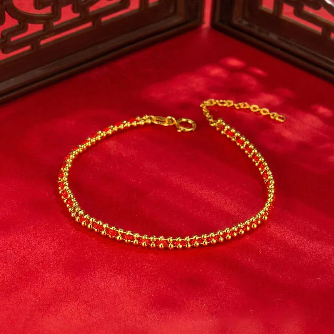 925银布艺手链 守护LUCK红绳