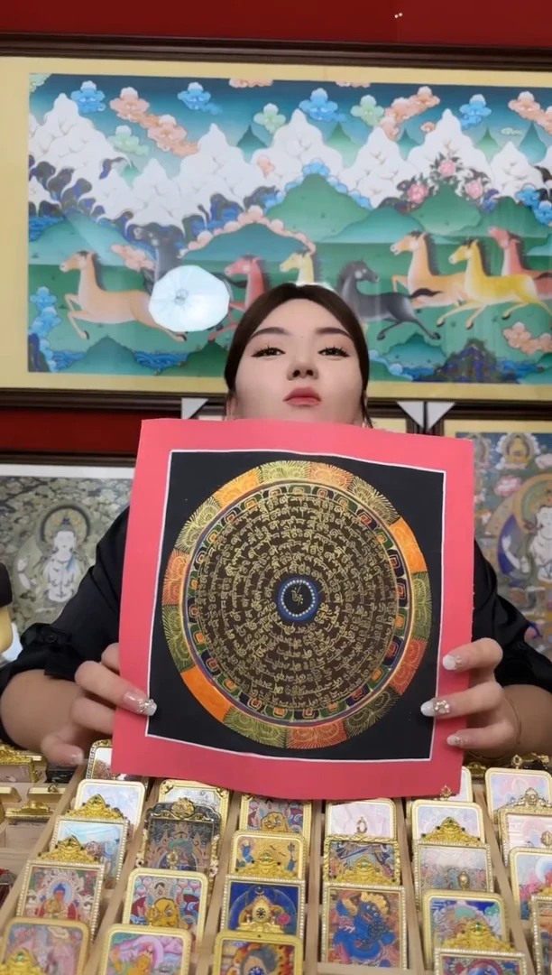 吊坠坛城-热贡纯手绘唐卡吊坠